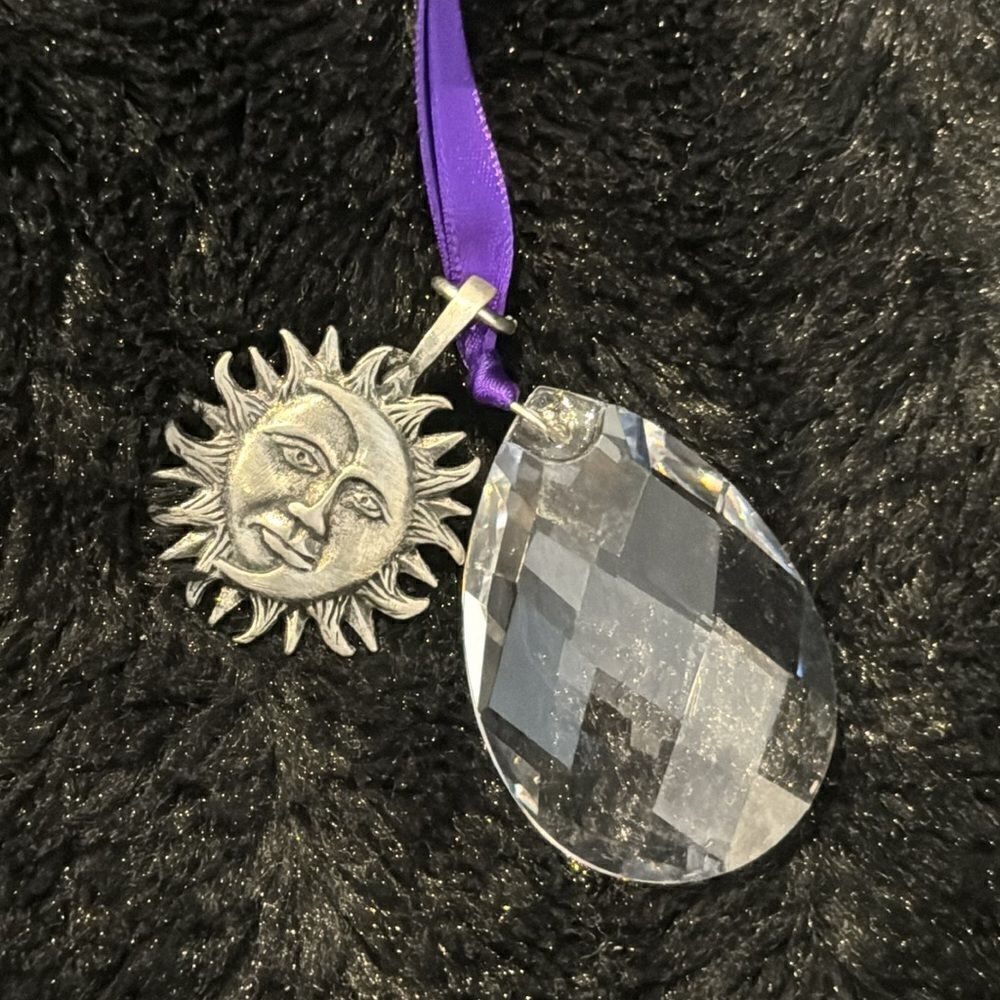 stainless steel sun catcher with prismatic crystal